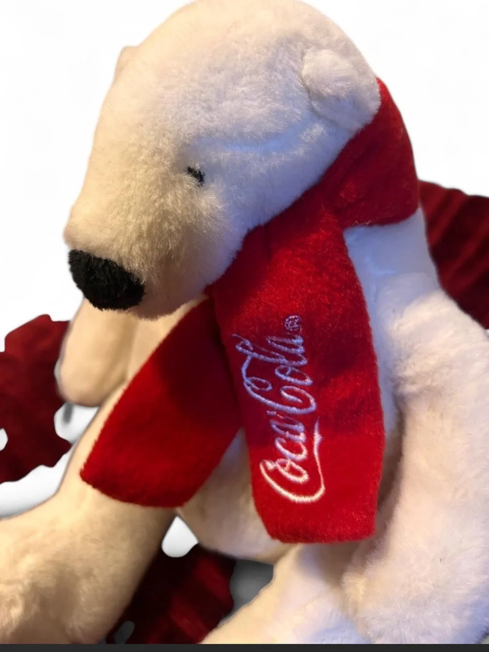 Vintage Coca- Cola plush Polar Bear W/ red scarf- collectible